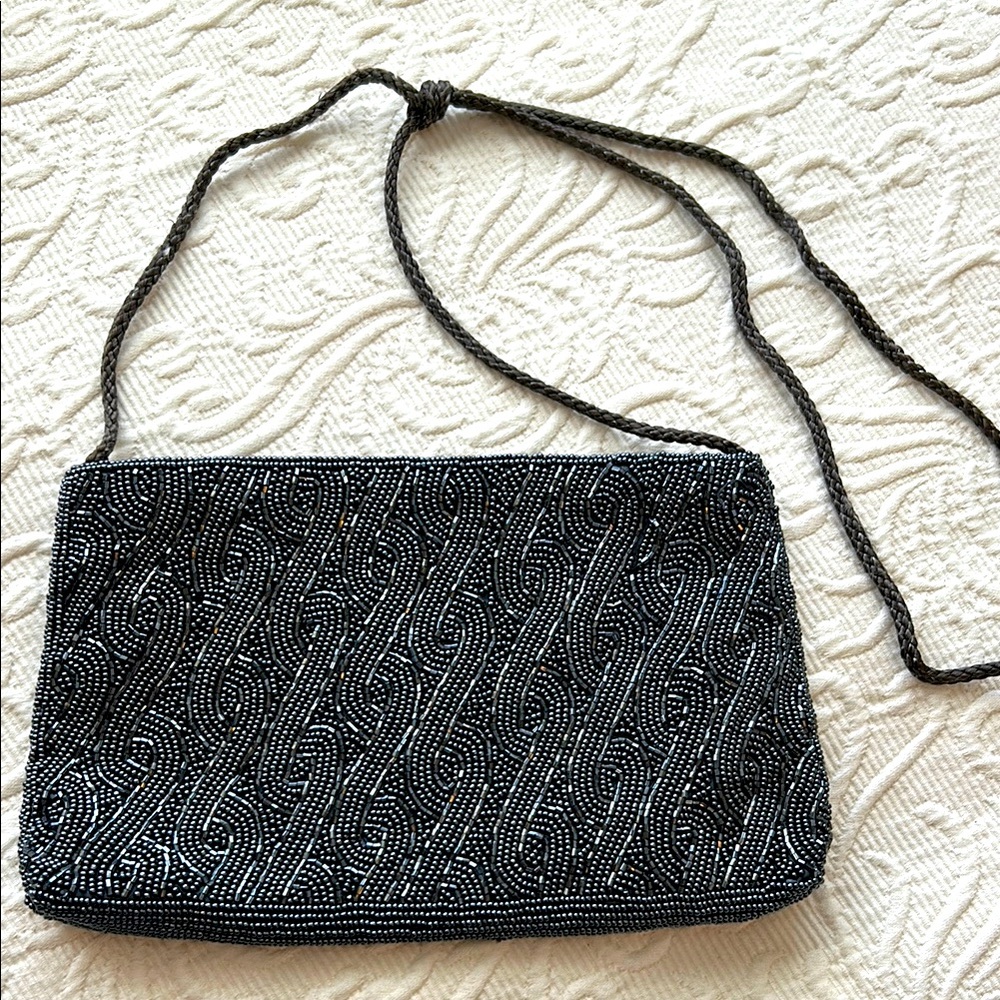 Elegant Dark Steel Gray Beaded Women's Bag by Preston & York